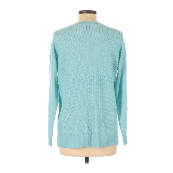 Van Heusen Knit Sweater Size Medium Knit Textured Blue Long Sleeve Crew Neck - Picture 2 of 6